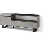 Skraut Home - Meuble TV, Banc Télé, Grand espace de Rangement, 150x57x35cm, Pour les TV jusqu'à 65", Design industriel, Style moderne, Ciment