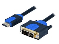 Cable HDMI 1.3 DVI-D -18+1- male HDMI male 10m - Noir-Bleu