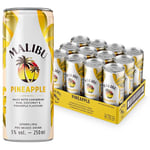 Malibu sparkling mixed Ready-To-Drink can with Malibu white rum, coconut & pineapple flavours, 5% ABV, 25cl/ 250ml x 12