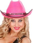 Knall Rosa Cowboyhatt med Stenar