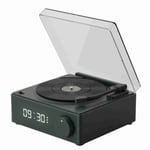 Roterande Vinyl-skivväckarklocka med högtalare Retro 360 Grader Stereo Trådlös Klocka Bluetooth-högtalare för Hem Sovrum Kontor Grön