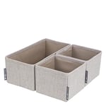 Bigso Box of Sweden Set of 3 Storage Boxes - Drawer Organiser with Two Small Boxes and One Large Box - Ideal for Clothes Storage to Insert in Dresser - Grey