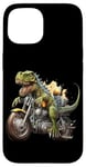 Coque pour iPhone 15 T-Rex Tyrannosaurus Dinosaure Dino Rex équitation une moto