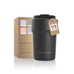 LARS NYSØM Thermo Coffee Mug-to-go 380ml | Tasse de voyage 0.38 litre avec isolation | Tasse thermique étanche en acier inoxydable pour le café et le thé (Carbon Black, 380ml)