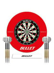 Bullet Large Darts Tournament Set - Includes Dartboard, 6 Steel Darts, Eva Surround Ring, Throwing Line Sticker - Red