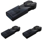 Kingston DataTraveler Exodia Onyx Clé USB Flash Drive 3.2 Gen 1 DTXON/64GB- avec Capuchon rétractable élégant (Lot de 3)