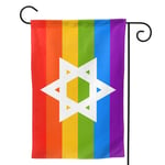 YeeATZ Inclusive Progress LGBTQ Yard Garden Flag- Rainbow Banners- Double Side with Bright Wide Stripes Lesbian for Yard Sign - Pride Rainbow Flag W Magen David 28X40 inch