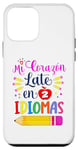 Coque pour iPhone 12 mini Mi Corazon Late en dos Idiomas Professeur d'espagnol bilingue