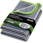 Airlab 400 GSM Chiffons Microfibre Carbone Voiture Professionnel Efficace, 50x40 CM Serviettes 2X Detailing Auto Moto, Lingette Essuie Verre Vitre, Torchon Anti Rayures Polissage Absorbant sans Trace