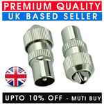 2PC MALE TV AERIAL COAXIAL CABLE METAL CONNECTORS ADAPTOR LEAD SOCKETS COAX PLUS