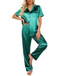 Ekouaer Pyjama en Satin de Soie pour Femme Chemise de Nuit Chic Nightwear 2 pièces à Manches Longues Hauts + Pantalon