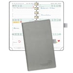 POPRUN Agenda de Poche 2025 16,5 x 9 cm D'août 2024 à déc 2025 - Petit Planner Semainier Scolaire 17 Mois avec Couverture Souple Spirale, Fente Pour Carte, Papier Certifié FSC®80 g/m² - Gris