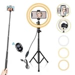 10" Ring Light with Tall Tripod Stand & Phone Holder for YouTube Video Dimmable