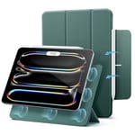 ESR Coque pour iPad Pro 13 Pouces M4 (2024), Fixation Magnétique Puissante, Coque Fine à Trois Volets, Support Pencil Pro/USB-C, Veille/réveil Automatique, Protection Durable, Série Rebound, Vert