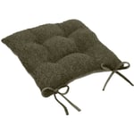 Atmosphera Créateur D'intérieur - Galette de chaise Soana bouclette vert kaki 38x38cm