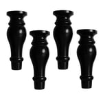 ADSE Set of 4 Sofa Legs,Wooden Furniture Legs, Solid Wood Replacement Furniture Feet,for Couch Sofa Cabinet Ottoman,Black,Mounting Plate & Screws,Multiple Sizes (3.1inch/8cm)