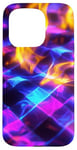 Coque pour iPhone 15 Pro Art abstrait psychédélique bleu électrique futuriste