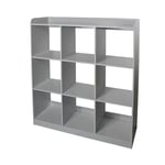 Iris Ohyama, Meuble enfant, Bibliothèque à Livres, Organiseur de Jouets, 9 étagères fixes, Multifonctionnelle, Design, Crèche, Chambre, Ecole - Kids cube shelf KCX-9 - Gris