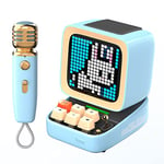 Divoom Ditoo-Mic Enceinte Bluetooth Portable Pixel Art LED avec Microphone karaoké sans Fil, écran contrôlé par Application, Clavier RVB, Jeux, alarmes pour Adultes/Enfants, fête à la Maison.