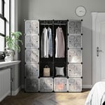 Hofuton Armoire XXL, Étagère de Rangement, Placard, Penderie, en Plastique, Motifs Imprimés, Grande Capacité, Dimensions 147 x 37 x 183 cm (L x l x