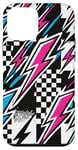 Coque pour iPhone 12 mini Bleu Rose Moto Lightning Bolts Drapeau Damier Motif Racing