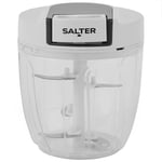 Salter BW12922EU7 Hachoir Manuel – coupe-légumes multifonction à cordon de traction, hachoir pour ail, oignon, piments, herbes, robot culinaire pour salade/salsa, lame en acier inoxydable