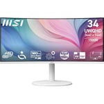 MSI Modern MD342CQPW 34 Inch UWQHD 1500R Curved Monitor - 3440 x 1440 VA Panel, KVM, PIP/PBP, Wide Color Gamut, Eye-Friendly Screen, Built-in Speakers, 3-Way Adjustable - HDMI 2.0b, DisplayPort (1.4a)