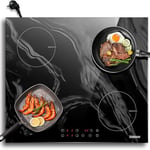 Karinear Plaque Induction 4 Feux Encastrable avec Prise, 3500W, Plaque de Cuisson Electrique avec Marbrure, Commande Tactile, Minuterie, 220-240V