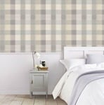 Arthouse Country Tartan Plaid Check Stripe  Grey Beige Wallpaper 901902