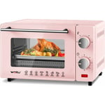 Woltu - Mini Four 10L, Petit Four 650W, 100-230℃, Minuterie 0-60 min, avec Plaque de Cuisson, Grille, Poignée, Rose