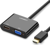 Ugreen Adapter Omformer Hdmi - Vga/Hdmi + Minikontakt 3,5 Mm Svart (Cm101)