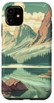 Coque pour iPhone 11 Rocky Mountain Lake Vintage Paysage graphique