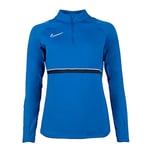 Nike Women's Academy 21 Drill Top Training Sweatshirt, womens, CV2653-463, Royal Blue/White/Obsidian/White, XL