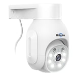 Hiseeu 2K PTZ Caméra de Surveillance WiFi, PTZ Caméra IP Vision Nocturne Couleur Détection Humaine Suivi Automatique 355° 90°,Son d'Alarme Audio Bidirectionnel Carte SD, Kit Compatible, IP66