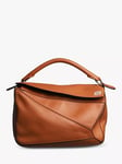 Pre-loved LOEWE Puzzle Medium Calfskin Leather Bag, Brown