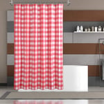 Racoste Eletina Clothes Shower Curtain Buffalo Check : Cotton Blend Plaid Woven Texture & Machine Washable, Water-repellent, Rustic Farmhouse Style For Bathroom - White And Red, 72x72 Inch Shower