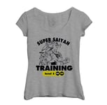 T-Shirt Femme Col Echancré Training Super Sayan Level 3 Dragon Ball Z Dbz Manga Anime Goku