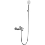 Mitigeur bain douche HIRO en acier inoxydable - cartouche céramique ACS - couleur inox brossé - 19 x 7 x 16 cm