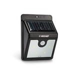 Velamp SL210 Applique Murale Recharge Solaire 40 lumens, avec détecteur de mouvements, étanche IP44, 2 Modes d'éclairage. pour Jardin, Patio, Balcon, terrasse, Plastique, Noir