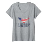 Womens Patriotic USA God Bless America Patriot Veteran V-Neck T-Shirt