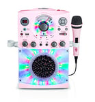 Singing Machine SML385UBK Bluetooth Karaoke System with LED Disco Lights, CD+G, USB and Microphone - Pink