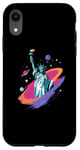 Coque pour iPhone XR Statue de la Liberté USA tenant une torche flamboyante avec des plantes