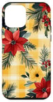 Coque pour iPhone 12 mini Jaune aquarelle florale rouge Buffalo Plaid Merry Christmas