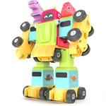 TOYABI Dinosaur Toys, 5 in 2 T. Rex Car, Stegosaurus Car, Triceratops Car, Brachiosaurus Car Combined as Train Toy and Transforming Roblox Toys, Gift for 3, 4, 5, 6+ Year Old Boys and Girls