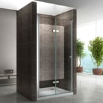 MONA Porte de douche pliante H. 195 cm largeur réglable 76 à 80 cm transparent