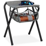 Relaxdays Tabouret de camping avec poche, pliant, sans dossier, pêche, jardin, chaise à transporter, 40x35x30 cm, gris