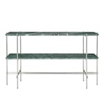 Gubi - TS Console, 120x30x72, 2 racks Polished Steel Base, Table Top Green Guatemala Marble - Avlastningsbord - GamFratesi - Grön - Metall/Sten