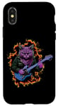 Coque pour iPhone X/XS Chat jouant de la guitare mignon Kawaii Cat Guitarist Rock Band