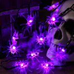 Halloween ljusslinga, 2m 30 LED lila spindellampor batteridriven (ingår ej), 3D plastspindel ljusslinga för julparter interiörer, [Energiklass A+++]