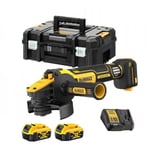 DCG409VSP2-QW Meuleuse d'angle Accu Flexvolt Advantage 125 mm vitesse variable 18V avec 2 x 5 Ah batterie + chargeur en tstak - Dewalt